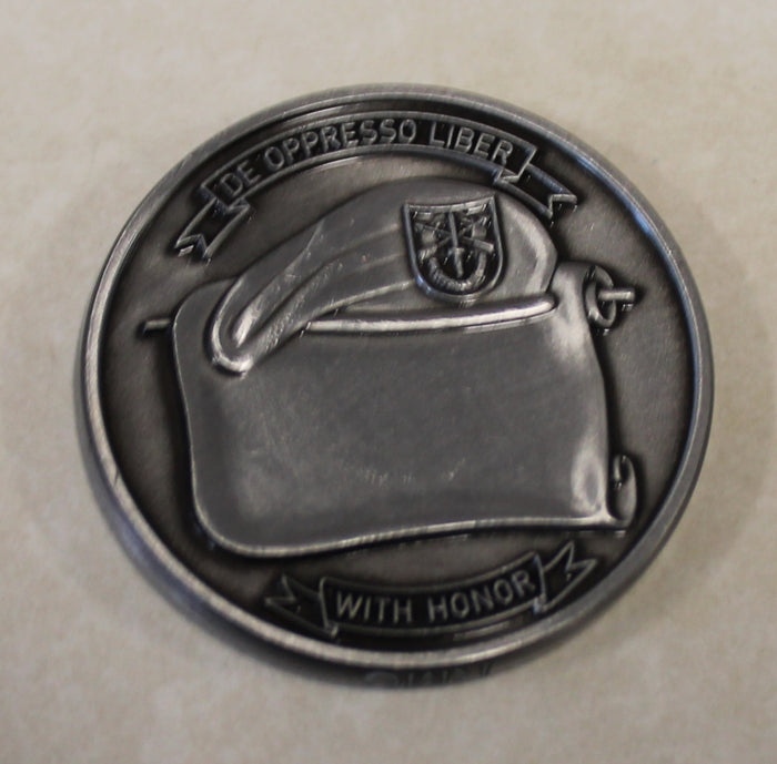 10th Special Forces Group Airborne Trojan Horse  Antique Silver Finish Army Challenge Coin