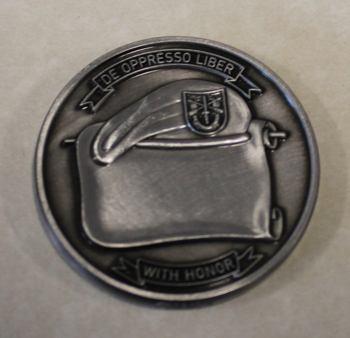 10th Special Forces Group Airborne Trojan Horse  Antique Silver Finish Army Challenge Coin