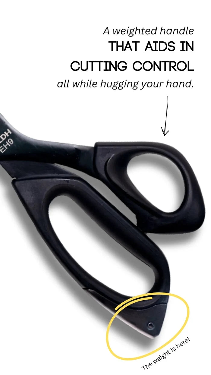 9" Midnight Edition Ergonomic Scissors - LDH Scissors - Simplifi Fabric