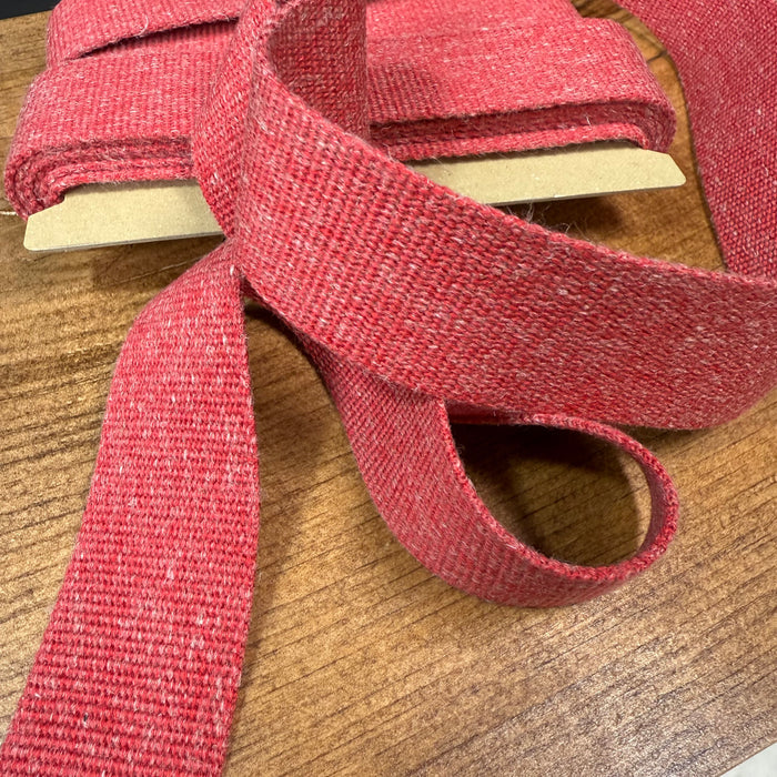 38mm Linen Blend Marble Webbing - Japanese Import - Red (sold per meter)