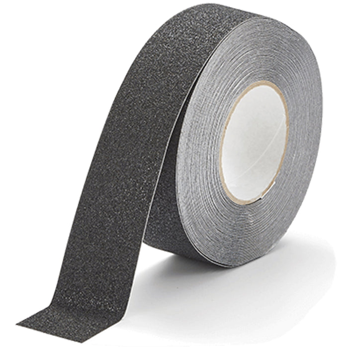 Black anti-slip floor tape roll, 25mm wide grit surface