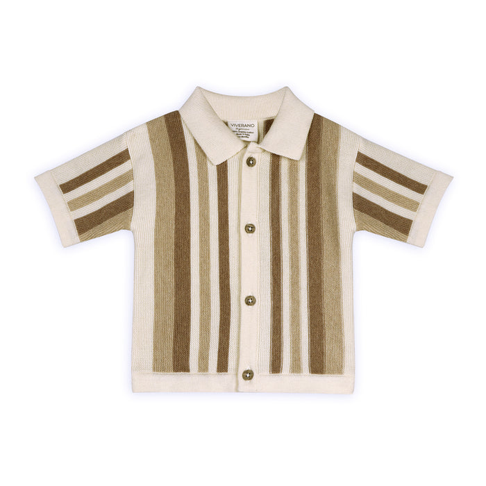 Archie Textured Stripe Baby Shirt Front (Organic Cotton)