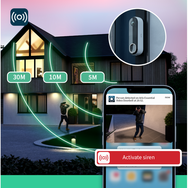Arlo 2K Wireless Video Doorbell - White | AVD4001100EUS from Arlo - DID Electrical
