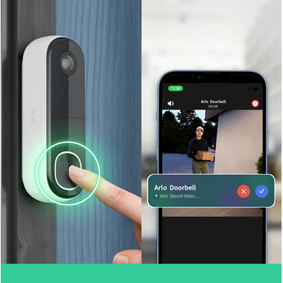Arlo 2K Wireless Video Doorbell with Chime - White | AVDK4001100UKS from Arlo - DID Electrical