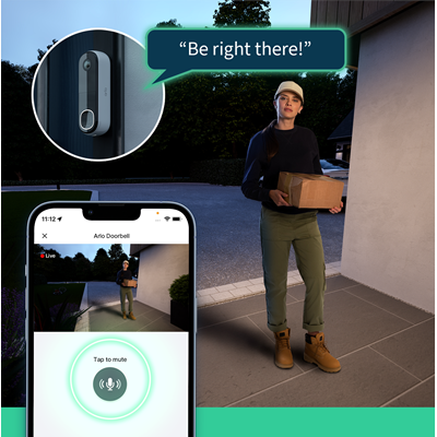 Arlo 2K Wireless Video Doorbell with Chime - White | AVDK4001100UKS from Arlo - DID Electrical
