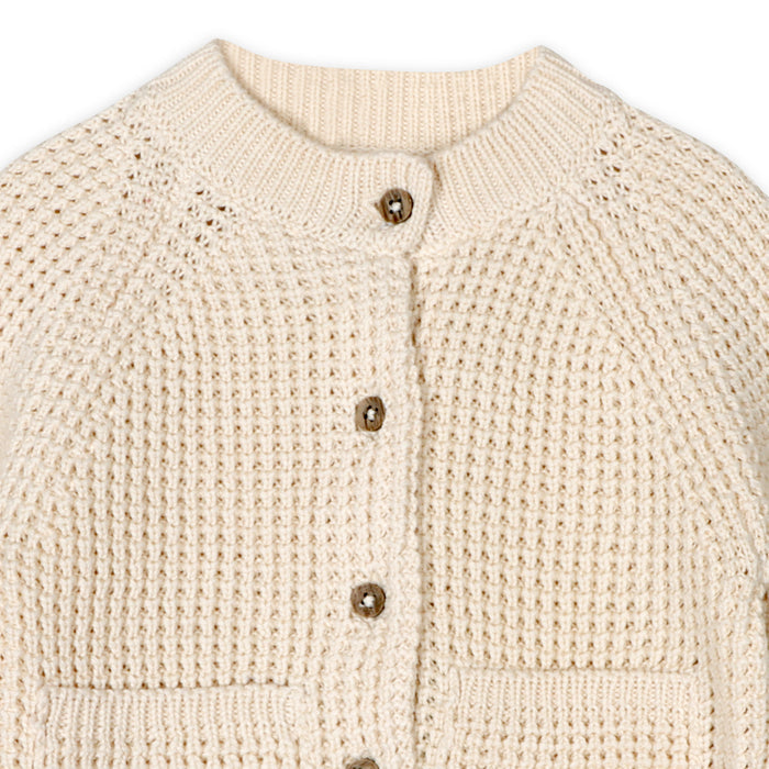 Avery Button & Pocket Chunky Sweater Knit Baby Cardigan