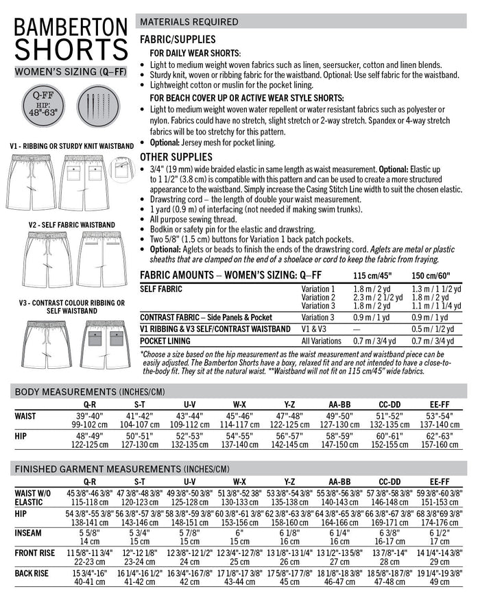 Bamberton Shorts Womens PDF Sewing Pattern - Thread Theory - Simplifi Fabric