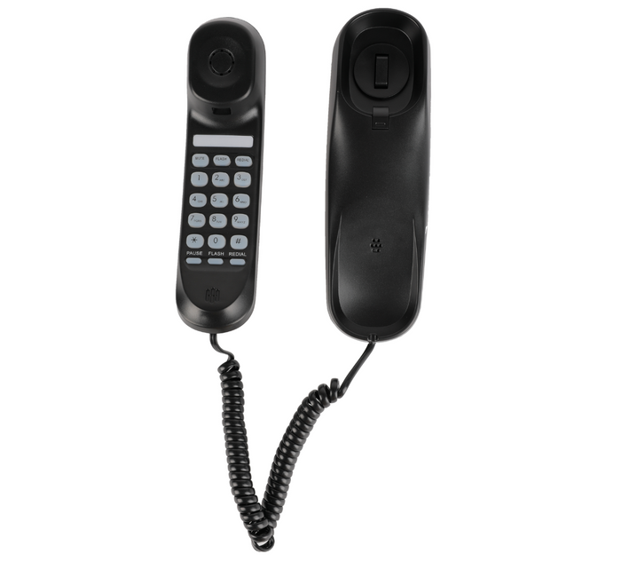 Bathroom telephone in black, wall or desk mountable