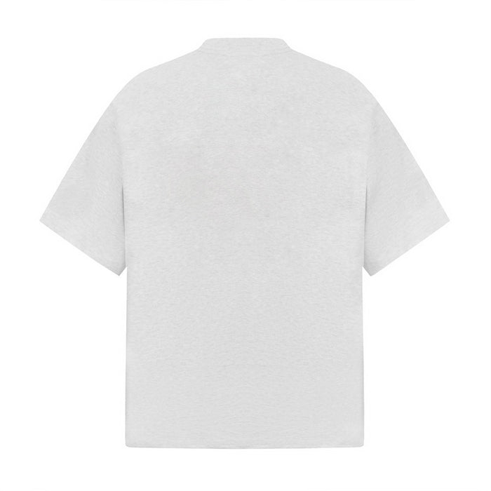 Light gray oversized short-sleeve men’s T-shirt shown from the back on a clean white background