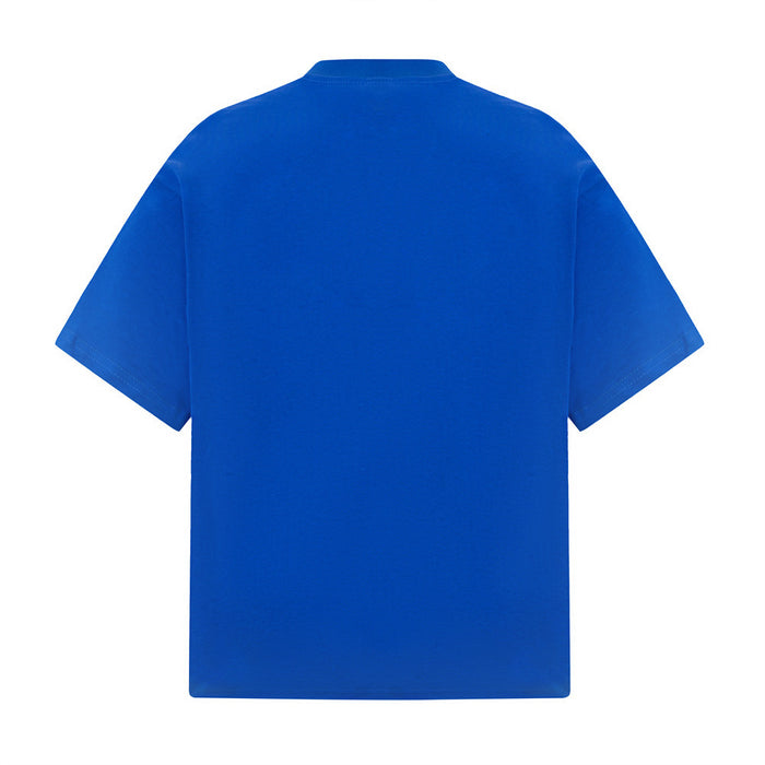 Royal blue oversized men's T-shirt with a plain back, crew neck, and relaxed streetwear fit
