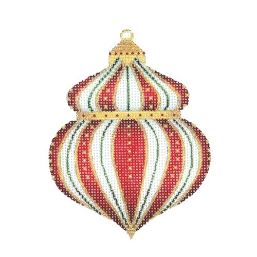 BB 2475 - Jeweled Christmas Ball - Red & Gold