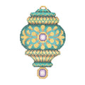 BB 2775 - Jeweled Christmas Ball - Aqua & Gold