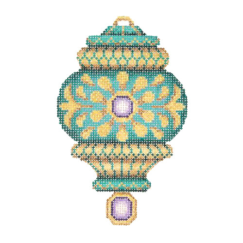 BB 2775 - Jeweled Christmas Ball - Aqua & Gold