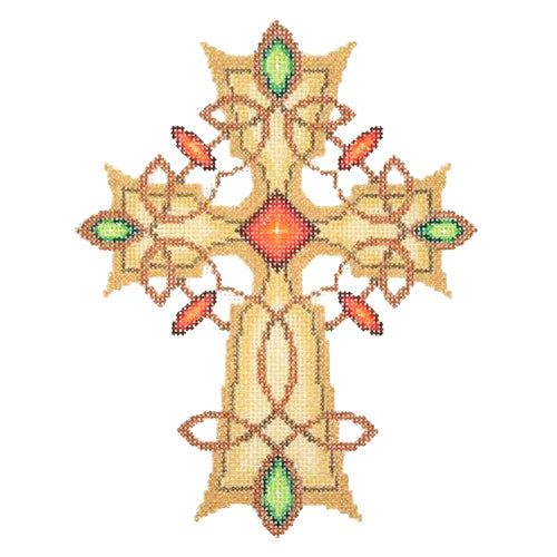 BB 2875 - Cross - Gold & Copper with Red & Green Jewels