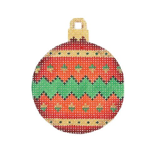 BB 3022 - Mini Christmas Ball - Red, Green & Gold Pattern