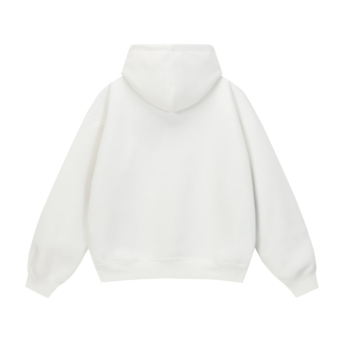 Plain white hoodie shown from the back
