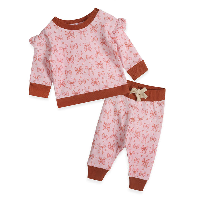Bows Baby Sweatshirt & Pants Set (Organic Cotton)