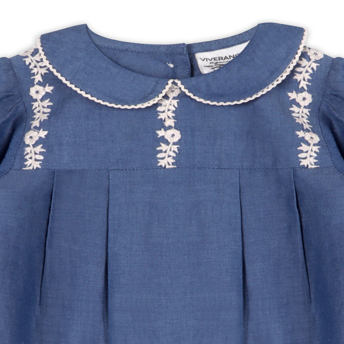 Brooklyn Soft Chambray Baby Jumpsuit & Headband Set (Organic Cotton)