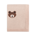 Brown Bear - Jacquard Sweater Knit Baby Blanket (Organic Cotton) - Folded