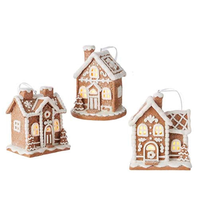 Brown Lighted Gingerbread House Ornament