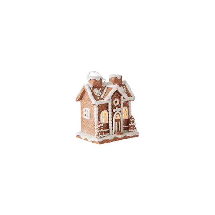 Brown Lighted Gingerbread House Ornament