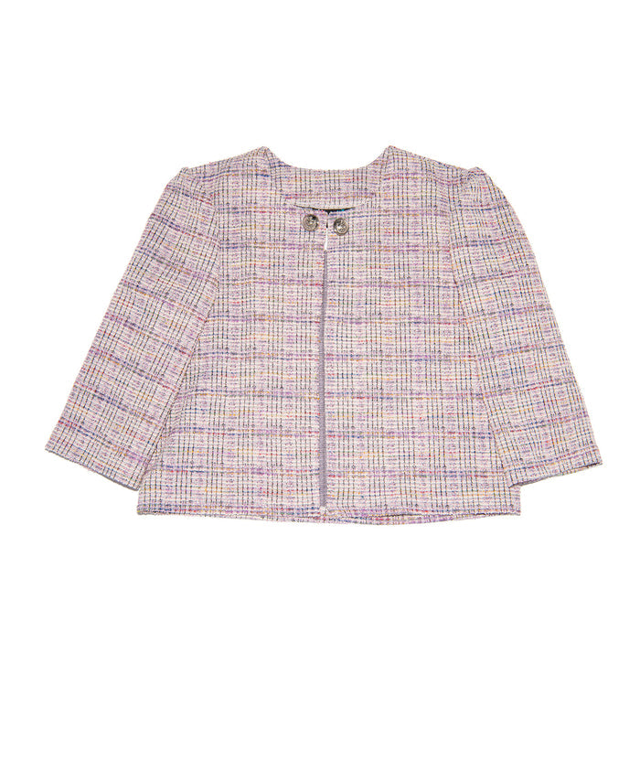 By Debra Girls Jackie Lavender Tweed Jacket Girls Special Tops By Debra Lavender Y/XS (6X)