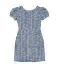 By Debra Girls Mia Navy Plaid Puff Sleeve Sheath Dress Girls Special Dresses By Debra Plaid Y/XS (6X)