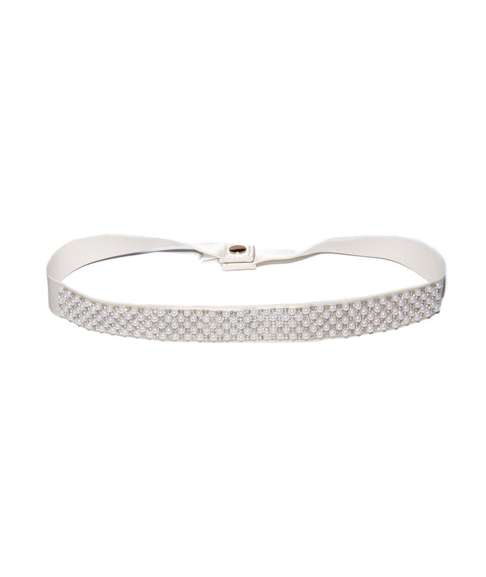 By Debra Girls Mini Pearl Satin Belt Accessories By Debra Ivory Y/S (7/8)