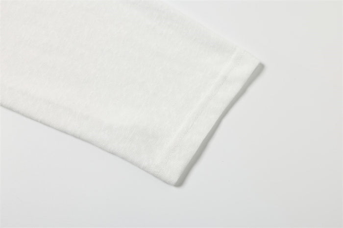 White long-sleeve T-shirt sleeve cuff detail