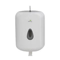 Centre-pull paper towel dispenser in white ABS, wall mounted