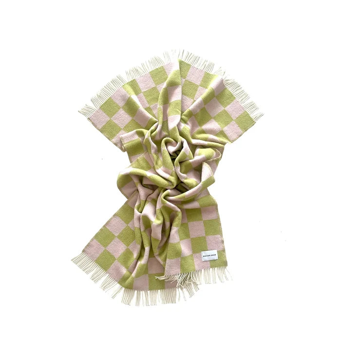 Checkerboard Kiwi Pink Blanket - Rugs by Roo