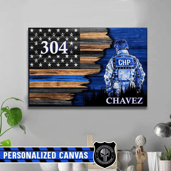 Canvas Prints 24" x 16" - BEST SELLER Personalized Canvas - Half Flag - CHP Suit
