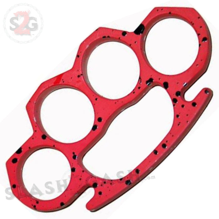 Classic Heavy Duty Belt Buckle & Paperweight - Pink Splatter Brass Knuckles