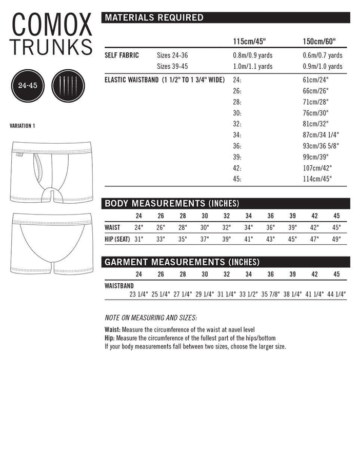 Comox Trunks Pattern - Thread Theory - Simplifi Fabric
