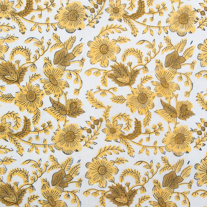 Country Floral - Yellow - Indian Block Prints Cottage - Fableism Supply Co. - Simplifi Fabric