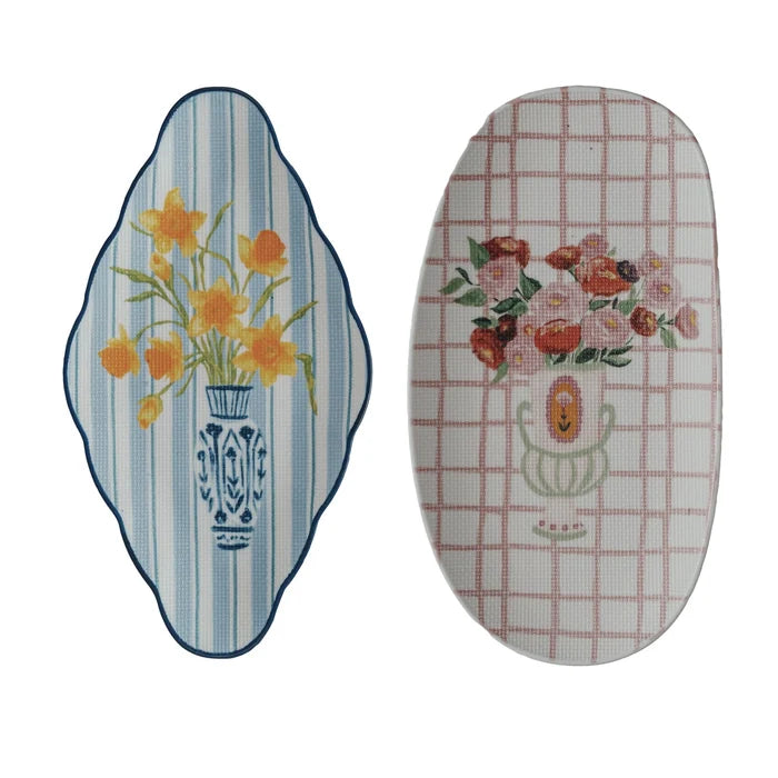 Cross Stitch Textured Stoneware Plate