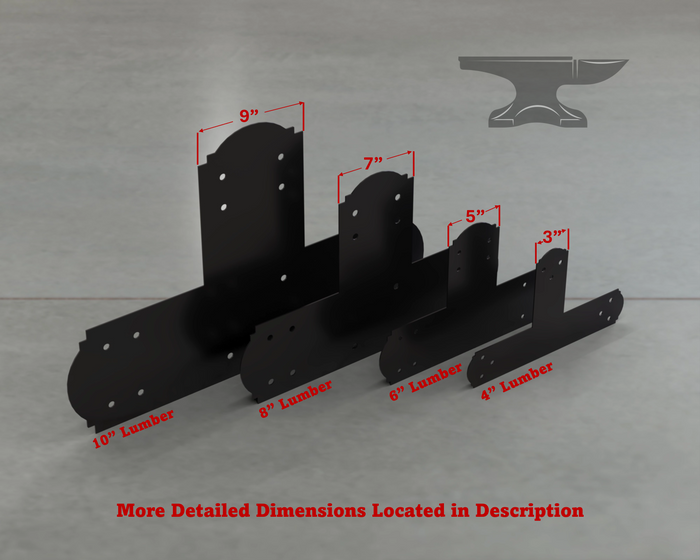 Crowned Style T Brackets - Various Sizes - Madison Iron and Wood
