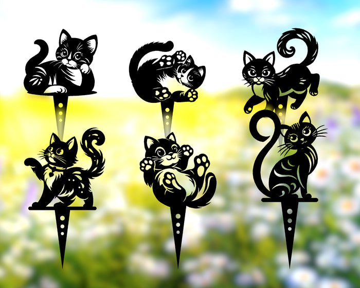 Cute Kitten Yard Stakes - Madison Iron and Wood