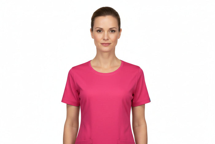 Dam t-shirt med rund hals i rosa