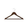 Lotus wood flat clothes hanger in dark brown with chrome hook
