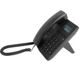 Desktop IP telephone in black with corded handset and keypad