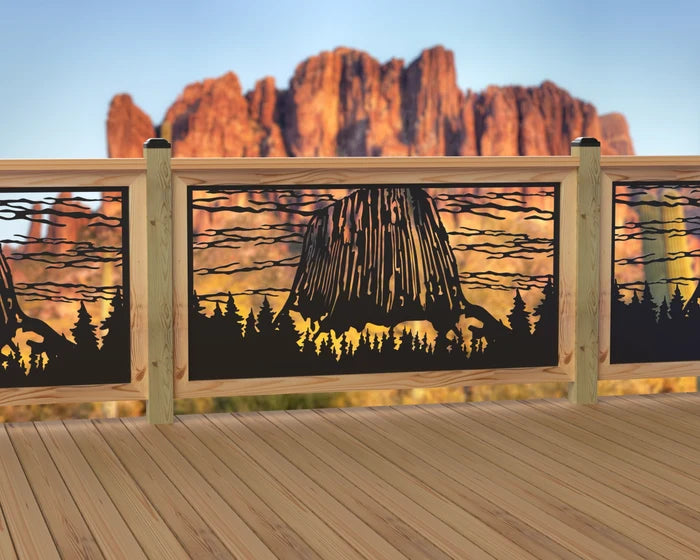 60"x30" - Devils Tower National Monument Fence/Gate Panel Insert - Madison Iron and Wood
