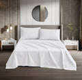 Dolphy Linen 50/50 Polycotton 10mm Satin Stripe White Commercial Sheet Set