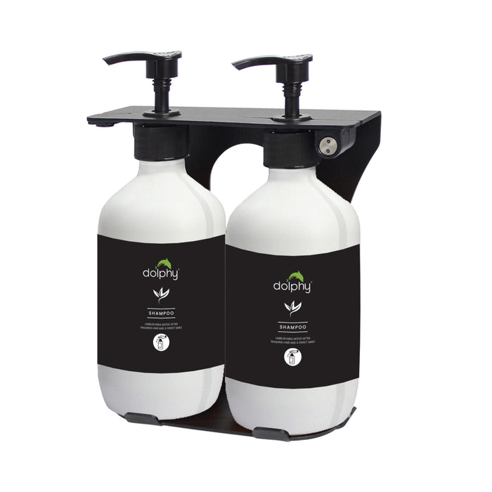 EcoFlow refillable soap dispenser in matte white, set of two wall-mounted 500ml bottles