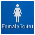 Female Toilet braille sign in blue and white, wall mounted