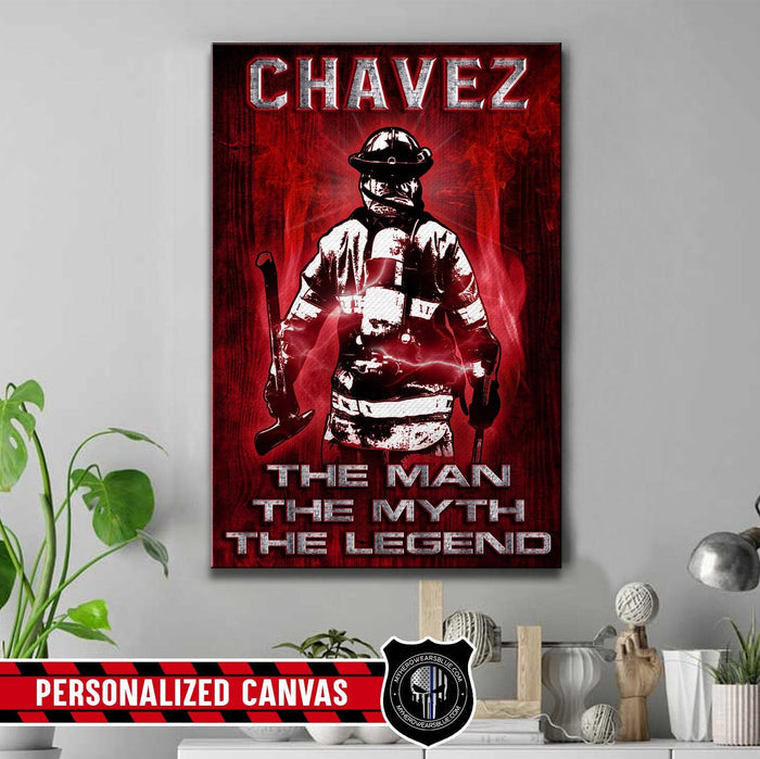 Canvas Prints 16" x 24" - BEST SELLER Personalized Canvas - Firefighter - The Man The Myth The Legend