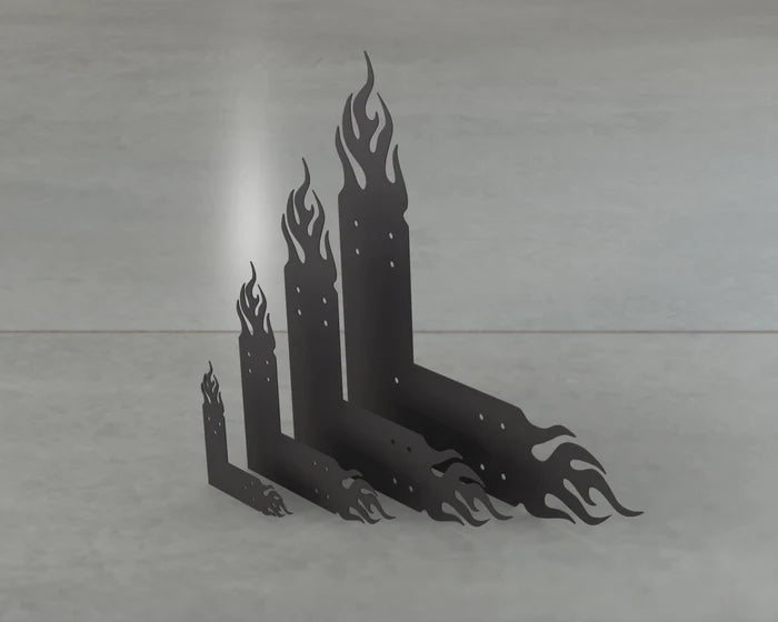 Flaming L Brackets - Various Sizes - Madison Iron and Wood