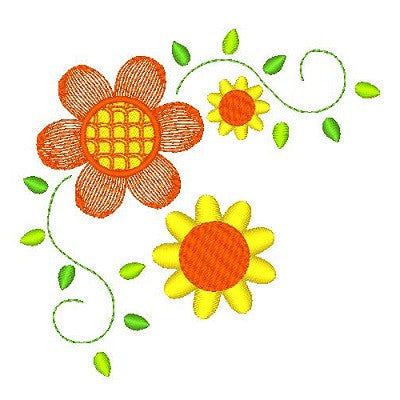 Floral Corner Machine Embroidery Design by embroiderytree.com
