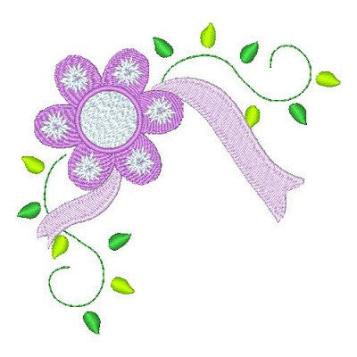 Floral Corner Machine Embroidery Design by embroiderytree.com