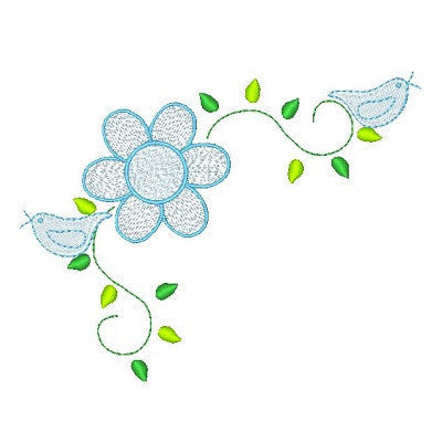 Floral Corner Machine Embroidery Design by embroiderytree.com
